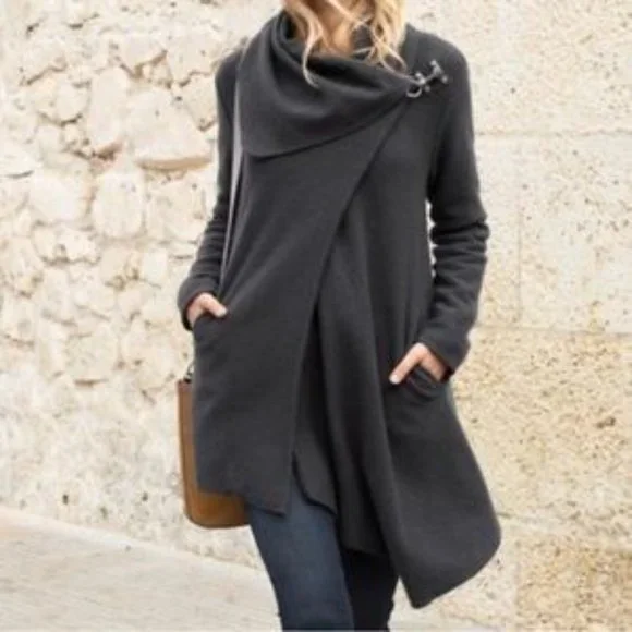 Asymmetrical zip boiled wool blend coat shop